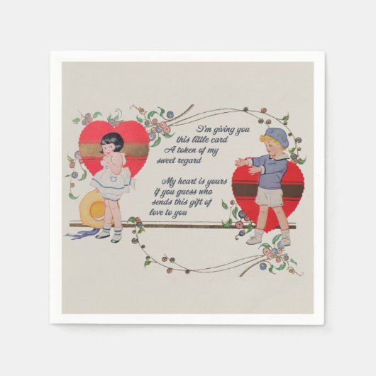 Valentijn Kinderen Schattige Kleurrijke Art Deco Servet (Voorkant)