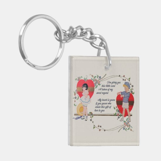  Valentijn Kinderen Schattige Kleurrijke Art Deco Sleutelhanger (Voorkant Links)