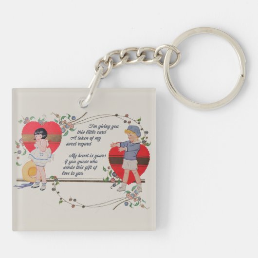  Valentijn Kinderen Schattige Kleurrijke Art Deco Sleutelhanger (Achterkant)