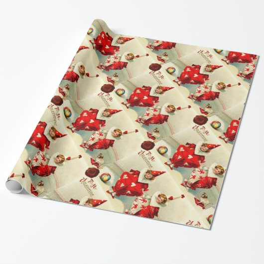 VALENTIJN KINDERKLEUREN, RODE WAXZITPLAATS MET HAR CADEAUPAPIER (Uitgerold)