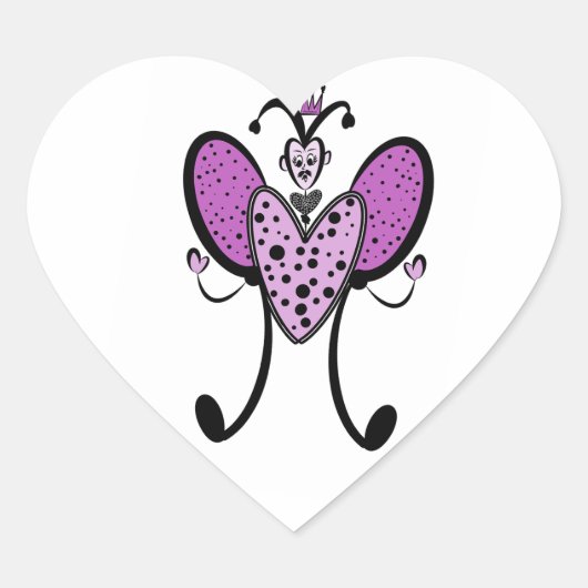Valentijn King Butterfly Hart Sticker (Voorkant)