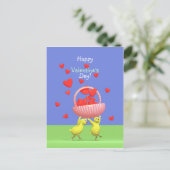 Valentijn Kippen en hartenmand Feestdagenkaart (Staand voorkant)