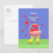Valentijn Kippen en hartenmand Feestdagenkaart (Voorkant / Achterkant)