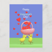 Valentijn Kippen en hartenmand Feestdagenkaart (Voorkant)