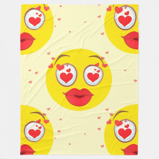 Valentijn kiss Emoji blanket Fleece Deken (Voorkant)