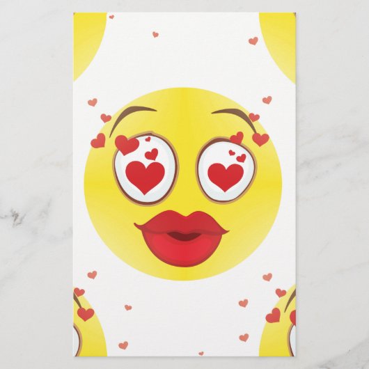 Valentijn kiss Emoji Briefpapier (Voorkant)