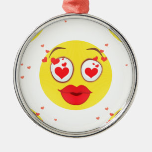 Valentijn kiss Emoji Metalen Ornament