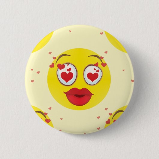 Valentijn kiss Emoji Ronde Button 5,7 Cm (Voorkant)