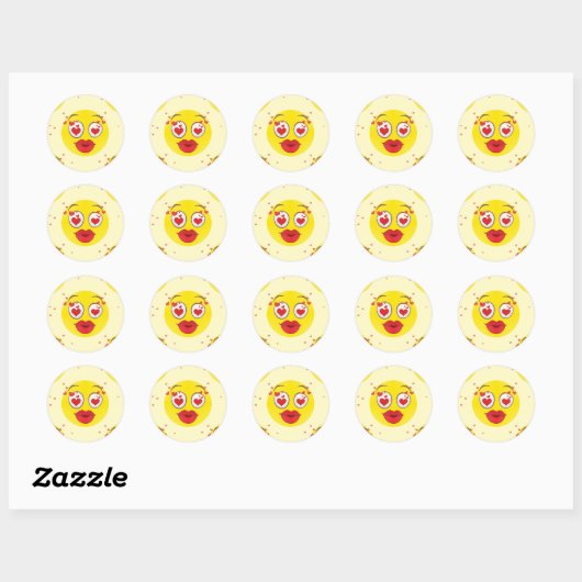 Valentijn kiss Emoji Ronde Sticker (Vel)