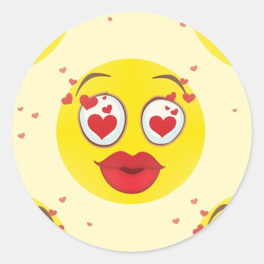 Valentijn kiss Emoji Ronde Sticker (Voorkant)