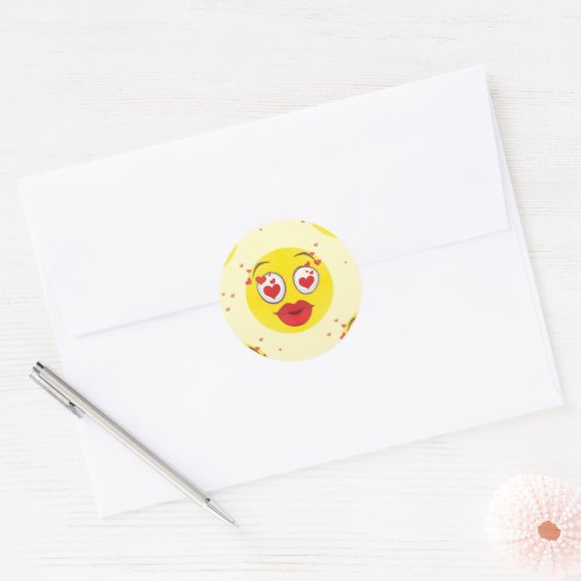 Valentijn kiss Emoji Ronde Sticker (Envelop)