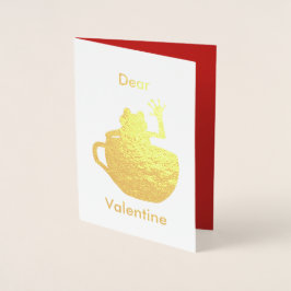 Valentijn Kiss Me Ik ben een Prince Frog in Teacup Folie Kaarten