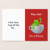 Valentijn Kiss Me Ik ben een Prince Frog in Teacup Folie Kaarten (Binnen)