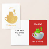 Valentijn Kiss Me Ik ben een Prince Frog in Teacup Folie Kaarten (Display)