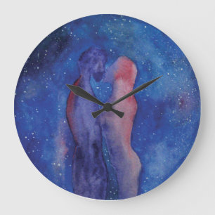 Valentijn Kiss-paar art Round (Large) Wall Clock Grote Klok