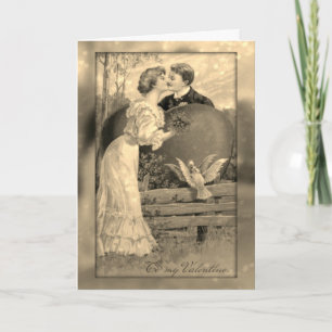 Valentijn Kiss - Vintage Valentijn Card Feestdagen Kaart