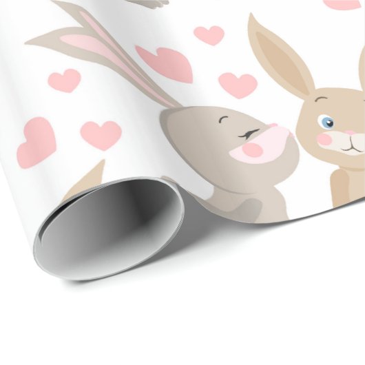 Valentijn Kissing Bunnies Cadeaupapier (Rol Hoek)