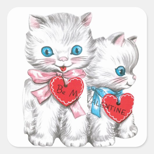  Valentijn Kittens Vierkante Sticker (Voorkant)