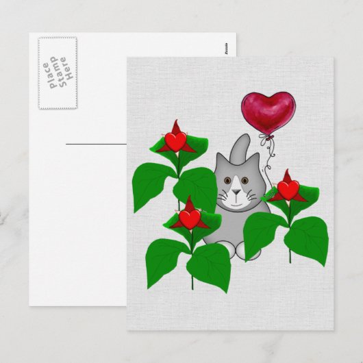 Valentijn Kitty Cat Feestdagenkaart (Voorkant / Achterkant)