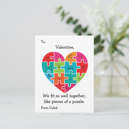 Valentijn Klaslokaal Kaarten Kinder Autisme Hart Feestdagenkaart (Staand voorkant)