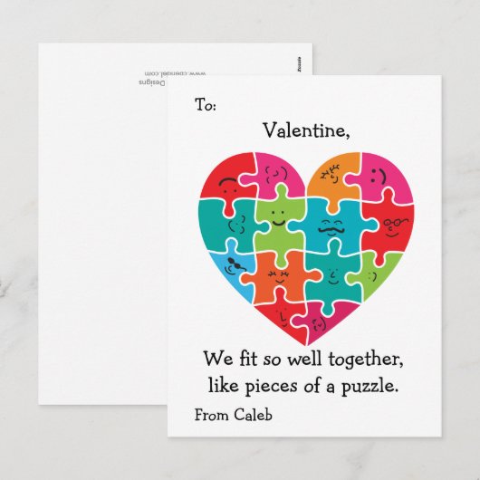 Valentijn Klaslokaal Kaarten Kinder Autisme Hart Feestdagenkaart (Voorkant / Achterkant)