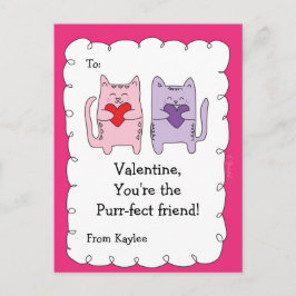 Valentijn Klaslokaal Kaarten voor Kids Cats Kitten Feestdagenkaart