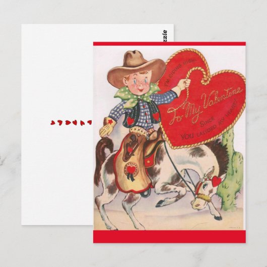  Valentijn Kleine Cowboy op Bucking Bronco Briefkaart (Voorkant / Achterkant)