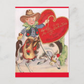  Valentijn Kleine Cowboy op Bucking Bronco Briefkaart (Voorkant)