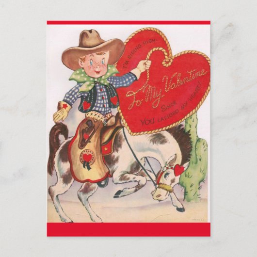  Valentijn Kleine Cowboy op Bucking Bronco Briefkaart (Voorkant)