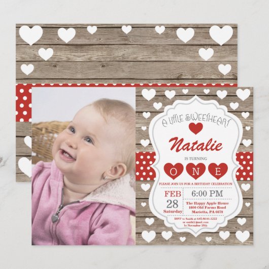 Valentijn kleine liefje eerste eerste verjaardag kaart (Voorkant / Achterkant)