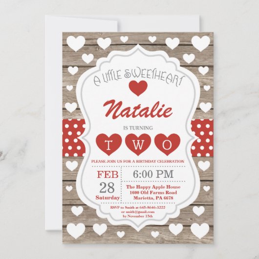 Valentijn Kleine Schatje Tweede verjaardag Kaart (Voorkant)