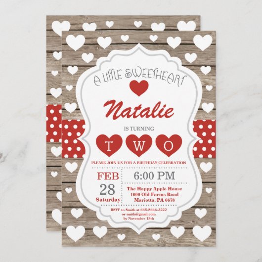 Valentijn Kleine Schatje Tweede verjaardag Kaart (Voorkant / Achterkant)