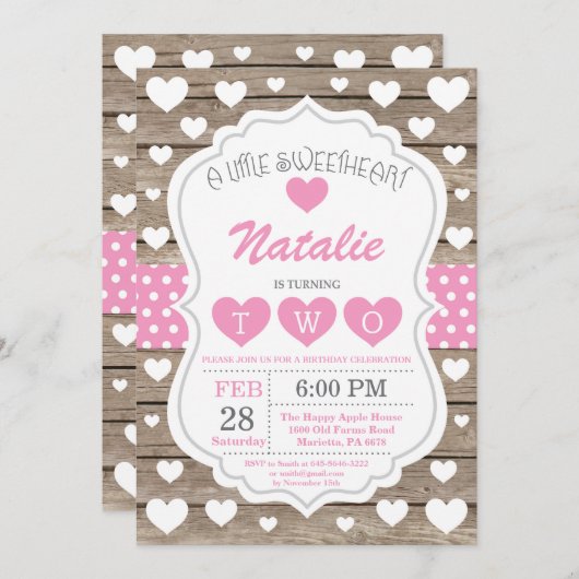 Valentijn Kleine Schatje Tweede verjaardag Kaart (Voorkant / Achterkant)