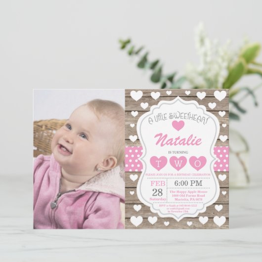 Valentijn Kleine Schatje Tweede verjaardag Kaart (Staand voorkant)