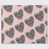 Valentijn Kleurrijk Hart Kunst Verpakkingsdocument Cadeaupapier (Vlak)