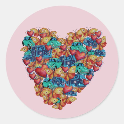 Valentijn Kleurrijke Heart Art Sticker (Voorkant)