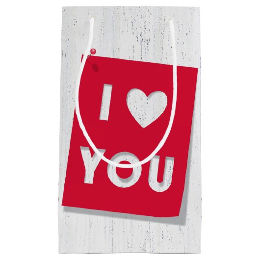 Valentijn Knipkaart op hout Klein Cadeauzakje (Voorkant)