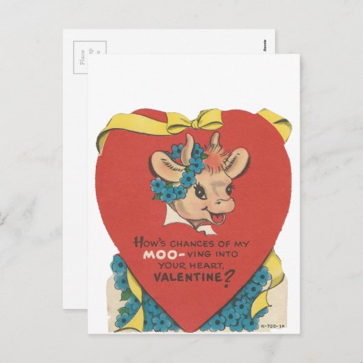 Valentijn "Koe Moo" Feestdagenkaart (Voorkant / Achterkant)