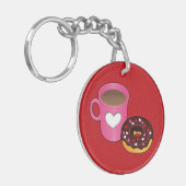 Valentijn Koffie en Donut Sleutelhanger (Voorkant Links)