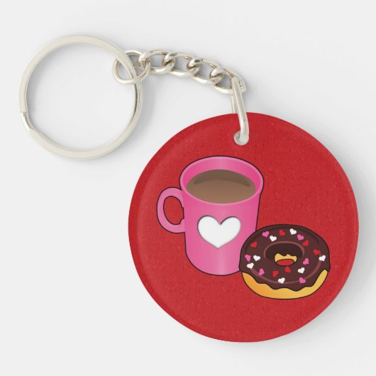 Valentijn Koffie en Donut Sleutelhanger (Voorkant)