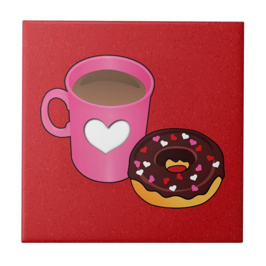 Valentijn Koffie en Donut Tegeltje (Voorkant)