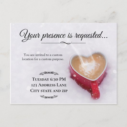 Valentijn Koffie Sneeuwige Thaise Aanbestedingskaa Aankondigingskaart (Voorkant)