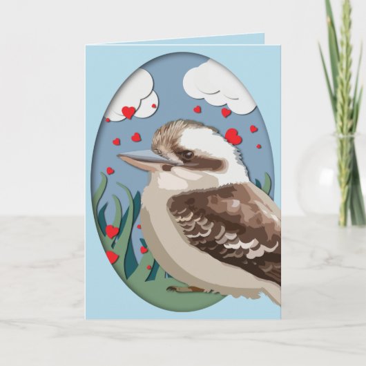 Valentijn Kookaburra Love Australian Bird Hearts Feestdagen Kaart (Voorkant)