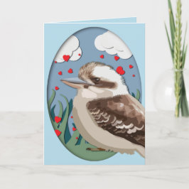 Valentijn Kookaburra Love Australian Bird Hearts Feestdagen Kaart