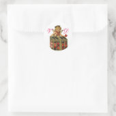 VALENTIJN KUPID EN KOFFIEL VOLLEDIG KRUISMONOGRAM RONDE STICKER (Tas)