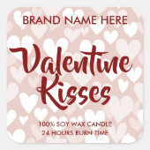 Valentijn Kussen Aangepaste Roze Kaarslabels Vierkante Sticker (Voorkant)