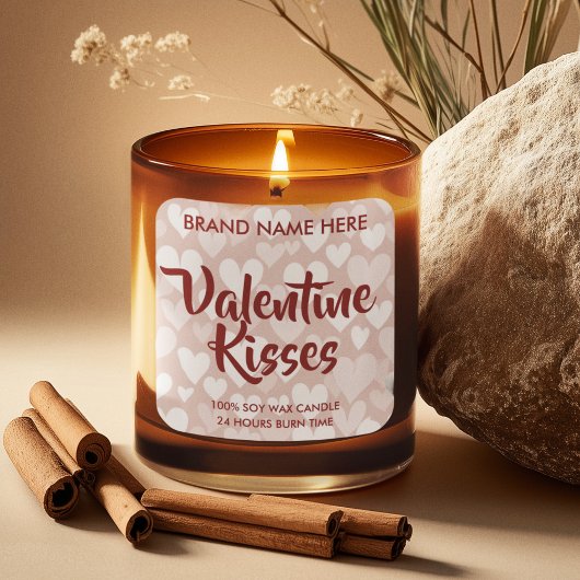 Valentijn Kussen Aangepaste Roze Kaarslabels Vierkante Sticker