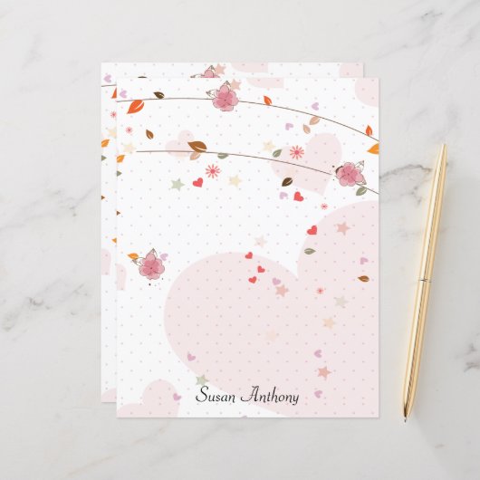 Valentijn laat Briefpapier bloemen harten (Voorkant / Achterkant in situ)