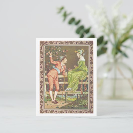 Valentijn Lady en Keurmeester op Hek Feestdagenkaart (Staand voorkant)