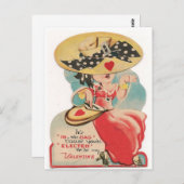  Valentijn Lady met groot Pet Briefkaart (Voorkant / Achterkant)